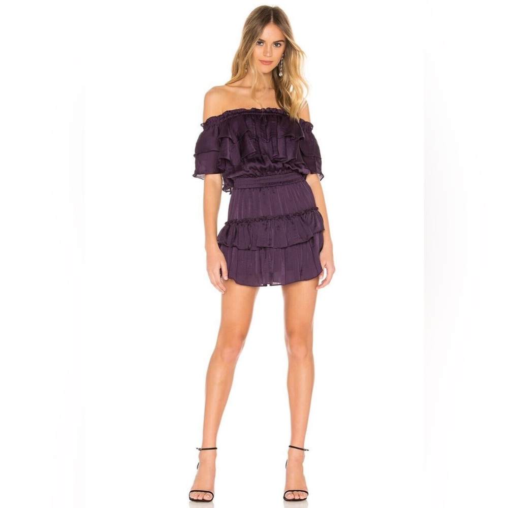 Misa Los Angeles Giada satin ruffled mini dress in purple